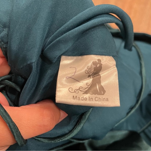 Satin Strapless Corset Back Special Occasion Dress Gown Size 2 Front Slit Green - Picture 5 of 10